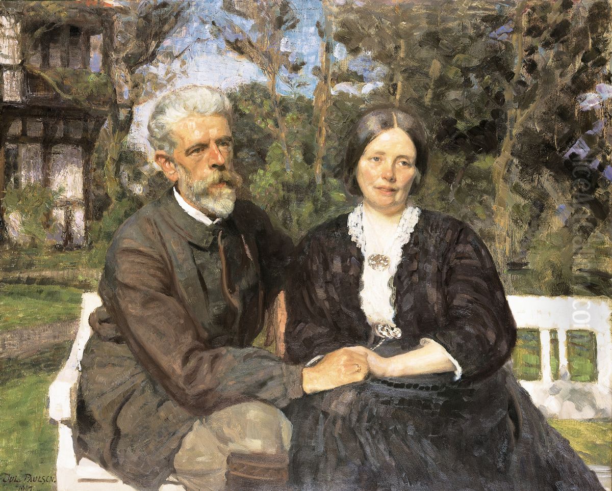Dobbeltportraet Oil Painting by Julius Paulsen
