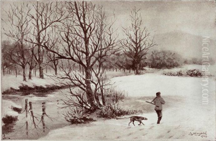 Na ljubljanskem barju Oil Painting by Srecko Magolic