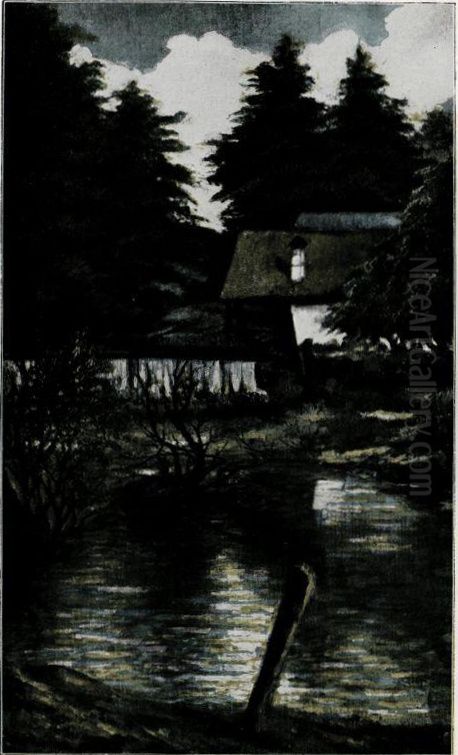 Ob Gradascici pri Kozarjih Oil Painting by Srecko Magolic