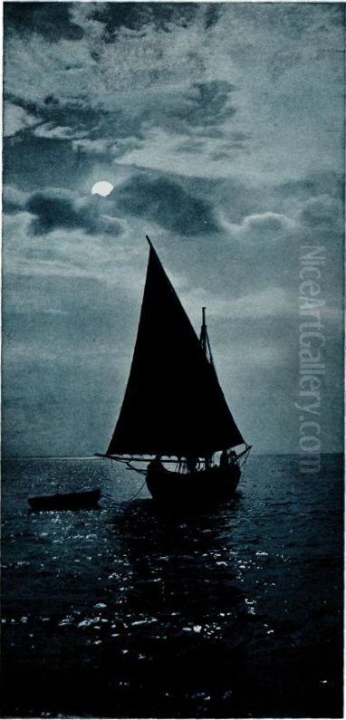 Noc na morju Oil Painting by Srecko Magolic