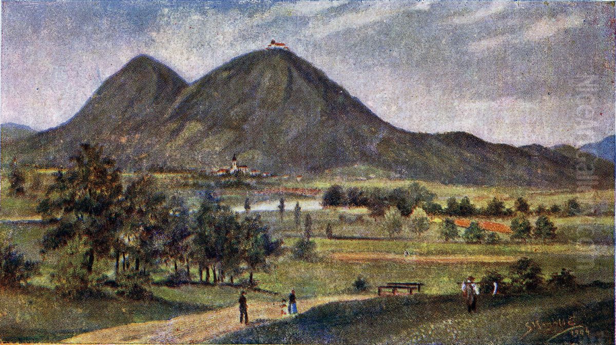 Pogled na Smarno goro in Smartno. Oil Painting by Srecko Magolic