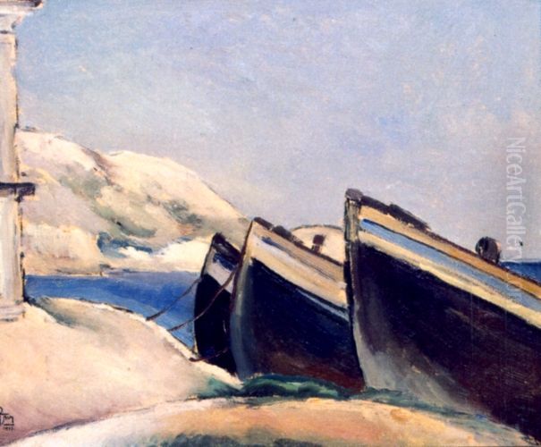 Boats Oil Painting by Ion Theodorescu-Sion
