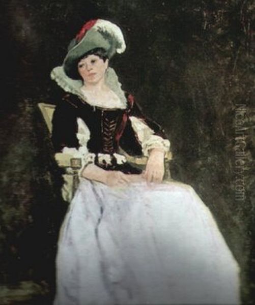 Model costumat Oil Painting by Ion Andreescu