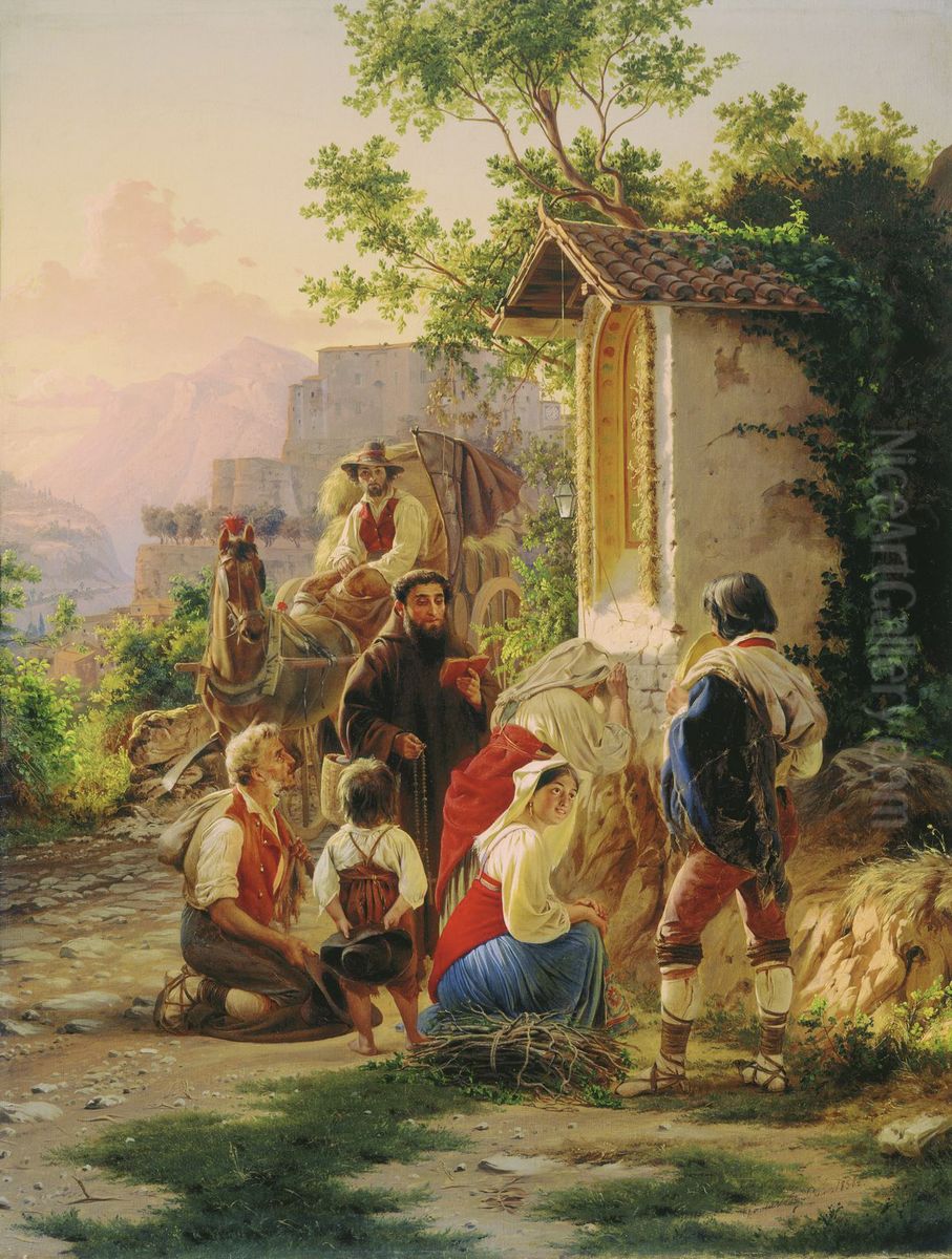 By the wayside shrine Oil Painting by Fyodor Bronnikov