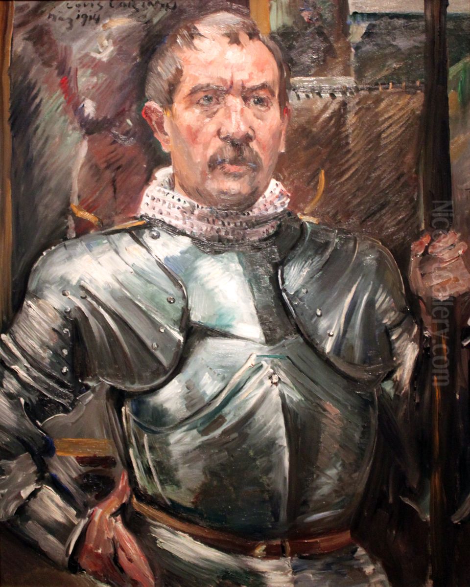 Self-Portrait in Armour Oil Painting by Lovis (Franz Heinrich Louis) Corinth