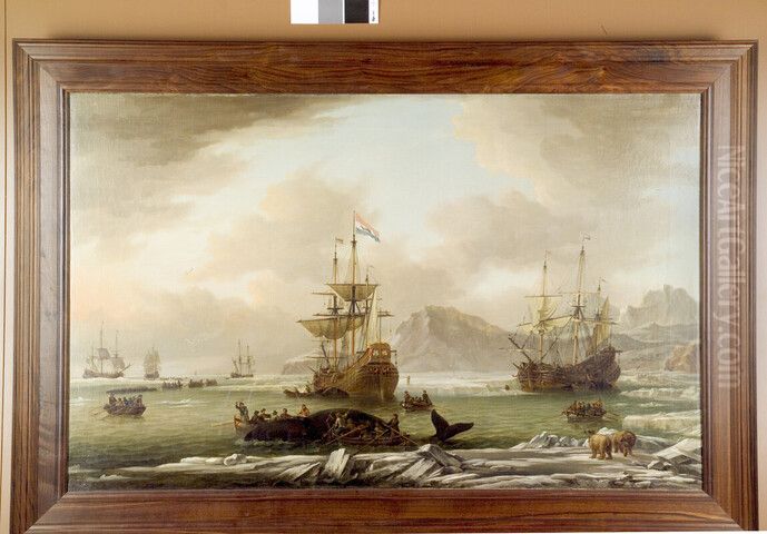 Walvisvangst in een baai in de Noordelijke IJszee Oil Painting by Abraham Storck