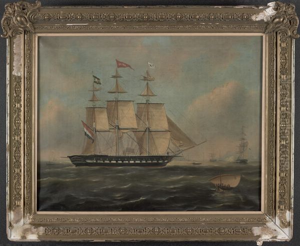 Het fregatschip India van rederij A. van Hoboken Oil Painting by Govert Van Emmerik