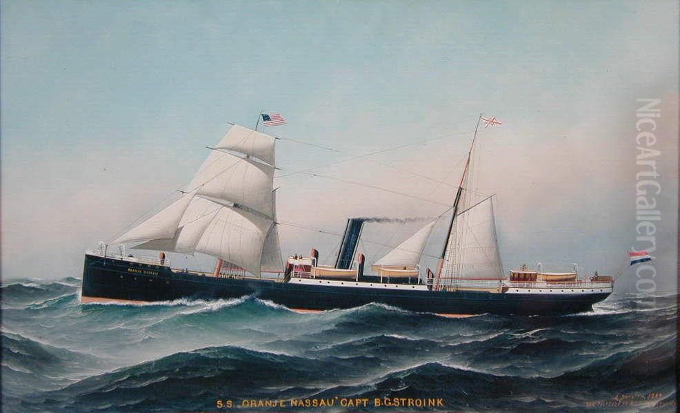 Het ss. Oranje Nassau van de Koninklijke West Indische Maildienst Oil Painting by Antonio Nicolo Gasparo Jacobsen