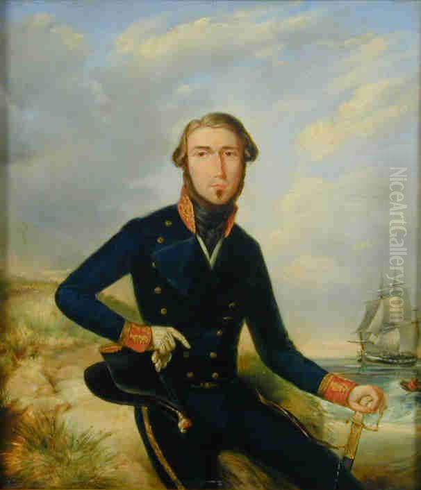 Een Nederlandse marineofficier Oil Painting by Pieter Alardus Haaxman