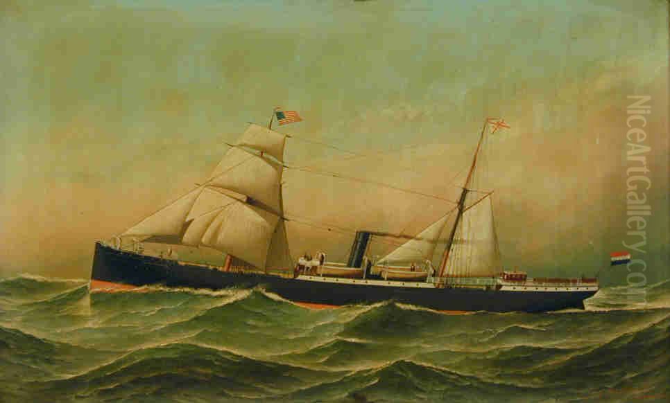 Het ss. Prins Maurits van de Koninklijke West-Indische Maildienst Oil Painting by Antonio Nicolo Gasparo Jacobsen
