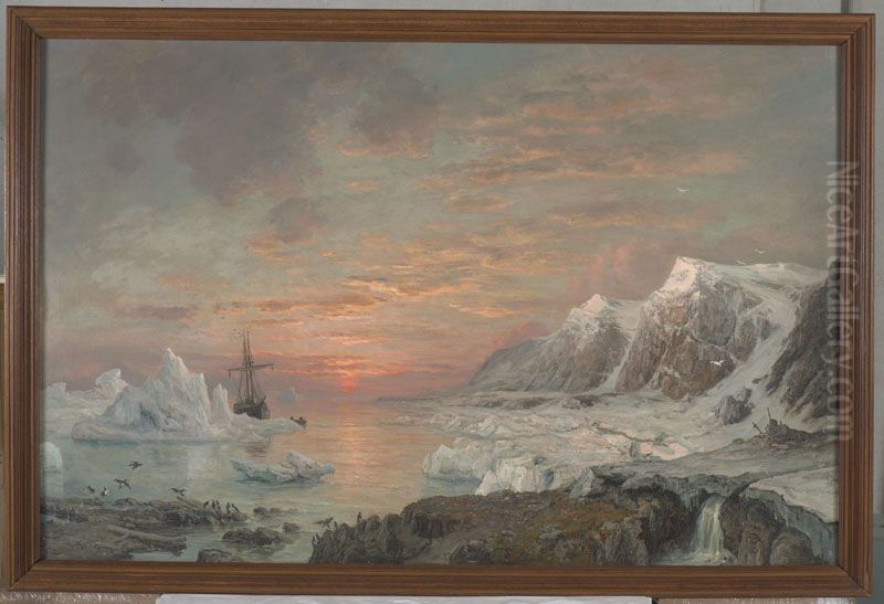 De schoener Willem Barents op expeditie in de Noordelijke IJszee Oil Painting by Louis Apol