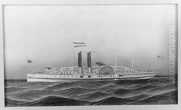 Het raderstoomschip Newport Oil Painting by Antonio Nicolo Gasparo Jacobsen