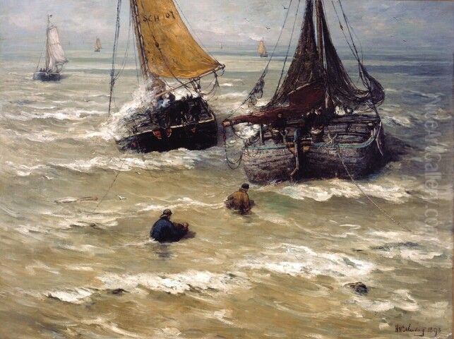 Klaar voor het vertrek Oil Painting by Hendrik Willem Mesdag