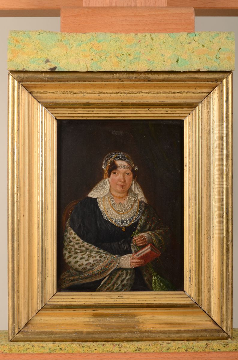 Portret van Geertruida Bierlaag Oil Painting by Johannes Petrus van Horstok