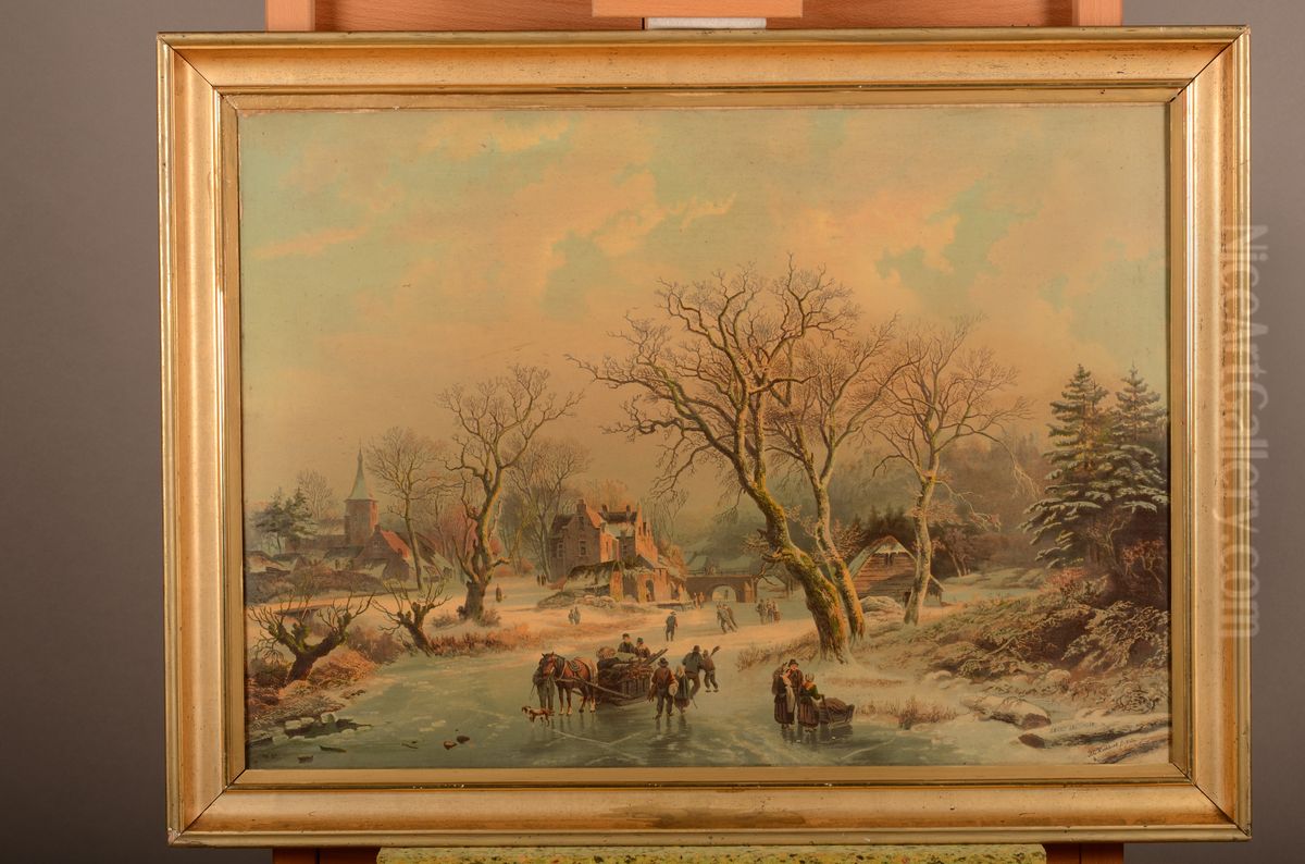 Winterlandschap Oil Painting by Barend Cornelis Koekkoek