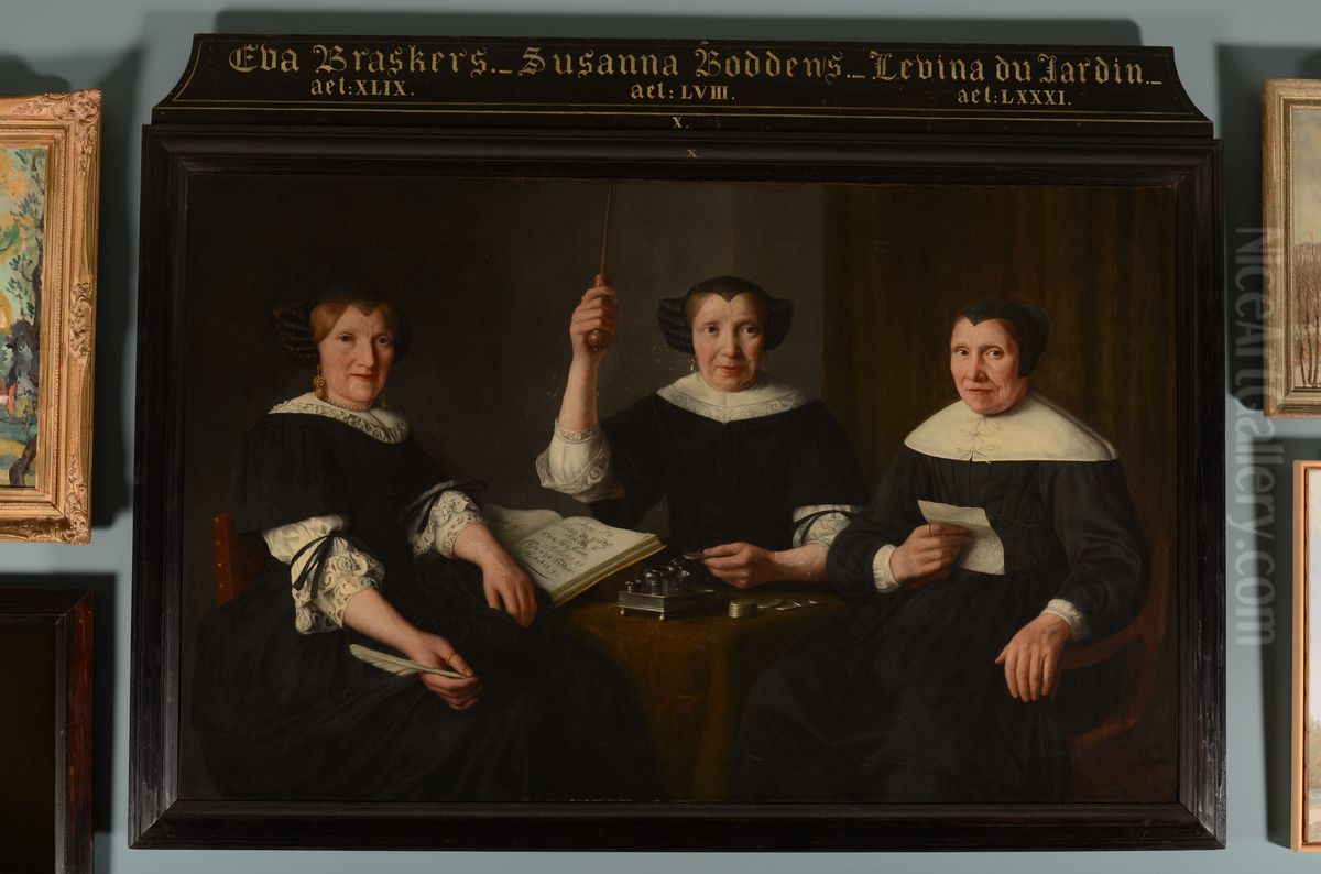 Drie regentessen van het proveniershuis van het mannengasthuis te Alkmaar Oil Painting by Lambert Doomer