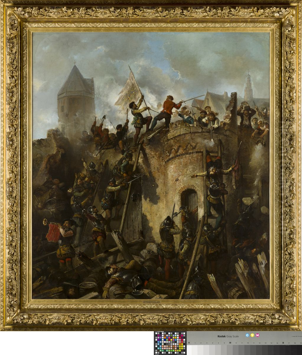 Beleg van Alkmaar, 18 september 1573: Spaanse troepen bestormen de stad Oil Painting by Herman Frederik Carel ten Kate