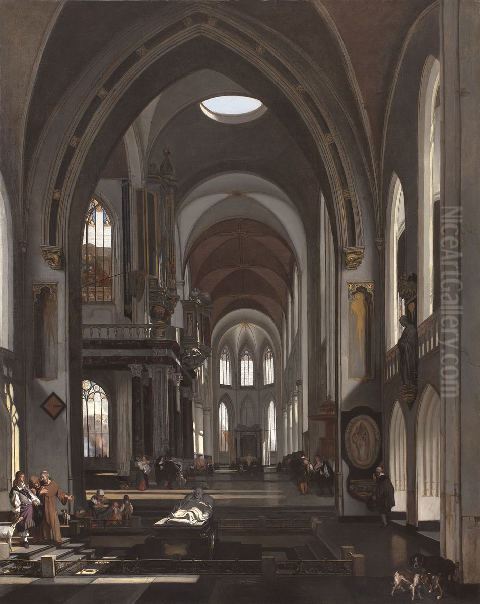 Interieur van een gefantaseerde katholieke kerk Oil Painting by Emanuel de Witte