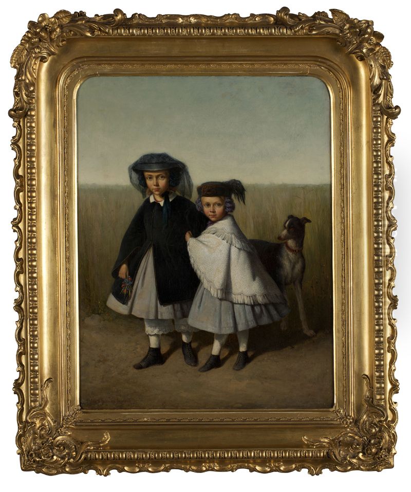 Portret van de beide dochters Striening Oil Painting by Jan Striening