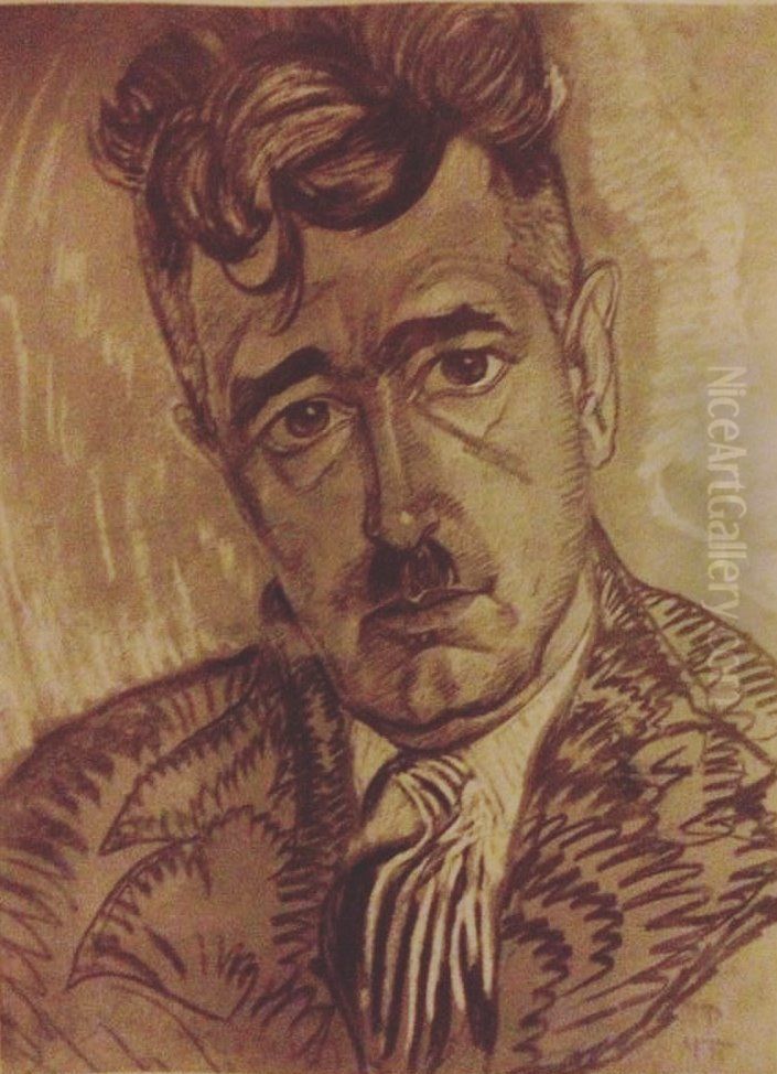 Portret Wlodzimierza Mikulowskiego Oil Painting by Stanislaw Ignacy Witkiewicz (Witkacy)