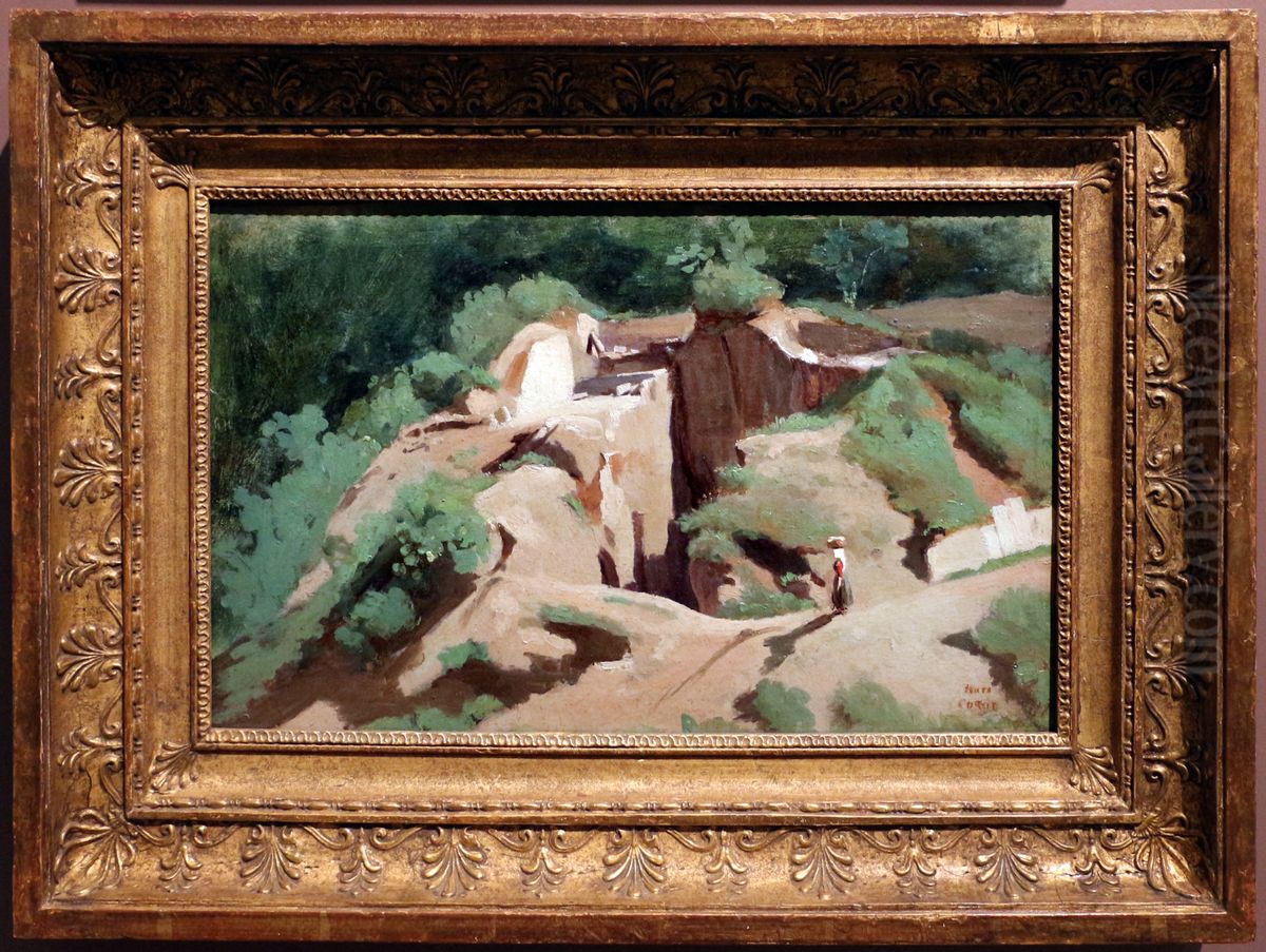 Una cava a san marino Oil Painting by Jean-Baptiste Camille Corot