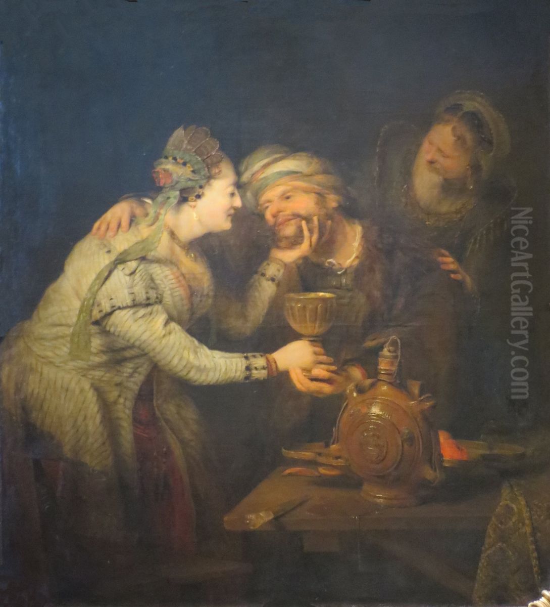 Loth and his Daughters Oil Painting by Arent de Gelder