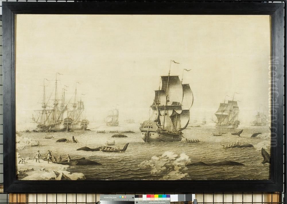 Walvisvaarders in bedrijf Oil Painting by Adriaen Van Salm