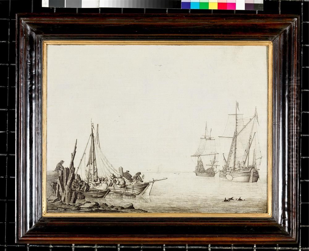 Riviergezicht met schepen Oil Painting by Willem van de, the Elder Velde