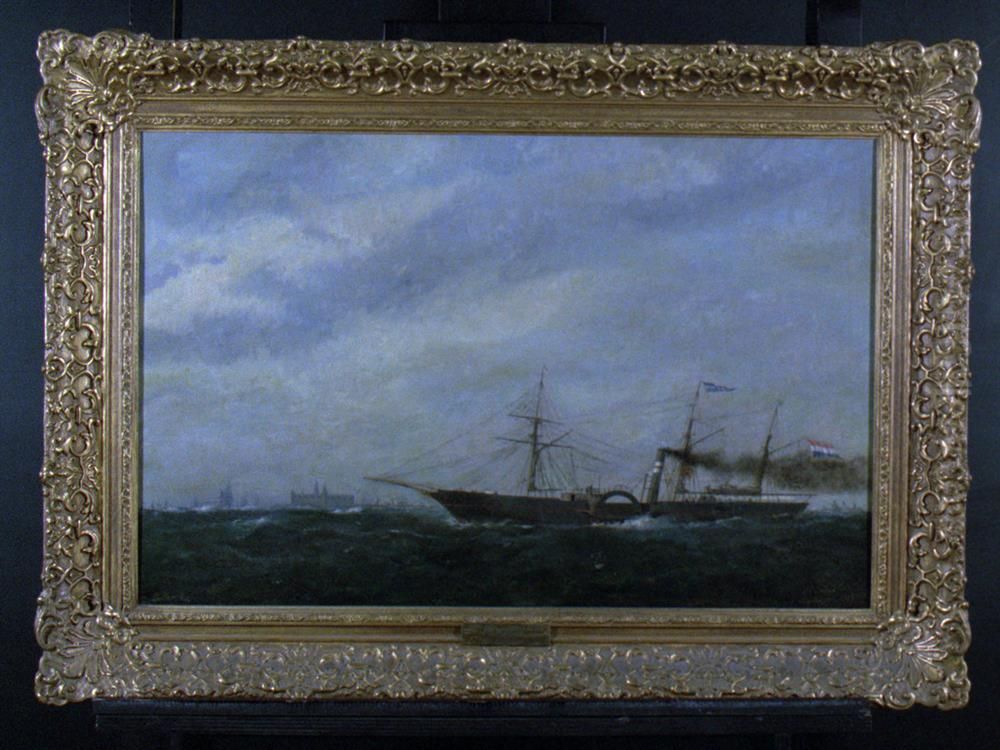Raderstoomschip 'Willem I' aan bakboordzijde Oil Painting by Carl Baagoe