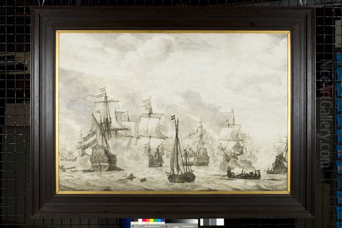 De Slag in de Sont, 1658 Oil Painting by Willem van de, the Elder Velde