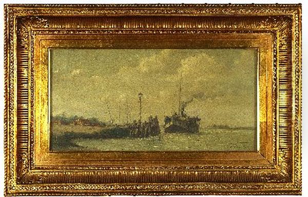 Aankomst der stoomboot aan Rozenburg Oil Painting by Henri Permeke