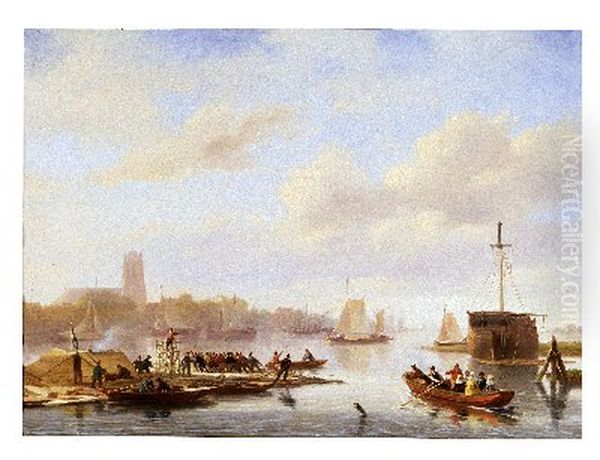 Houtvlot voor Dordrecht Oil Painting by Nicolaas Johannes Roosenboom