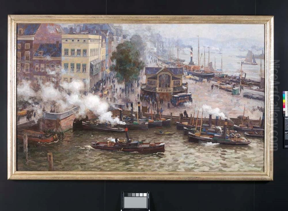 Leuvehaven en de Boompjes te Rotterdam Oil Painting by Victor Olivier Gilsoul