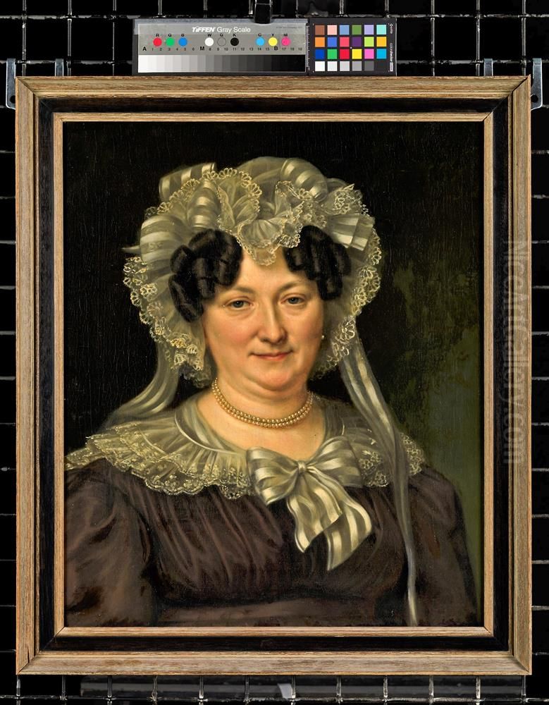 Portret van Neeltje Maria Vetter (Rotterdam 1780 - Delft 1845), echtgenote van viceadmiraal Jan Daniel Musquetier Oil Painting by Cornelis Cels