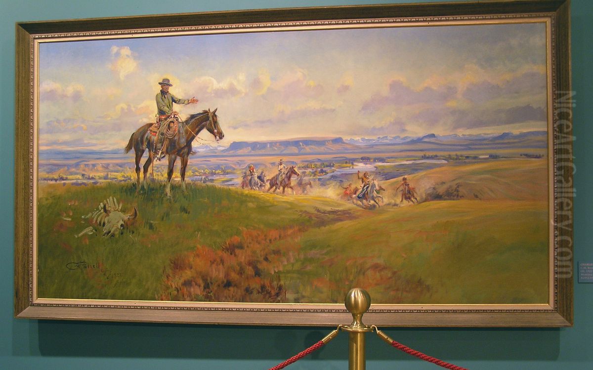 Charles M. Russell and His Friends Oil Painting by Charles Marion Russell