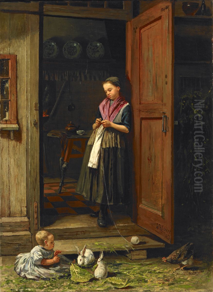 Jeune paysanne. Oil Painting by Jacob Simon Hendrik Kever