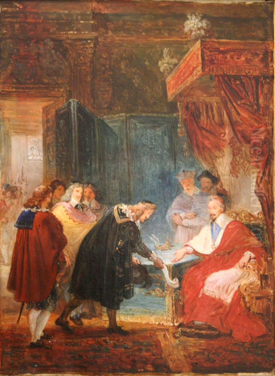 Le Cardinal de Richelieu recoit les premiers Academiciens qui lui presentent les statuts de l'Academie Oil Painting by Francois Joseph Heim