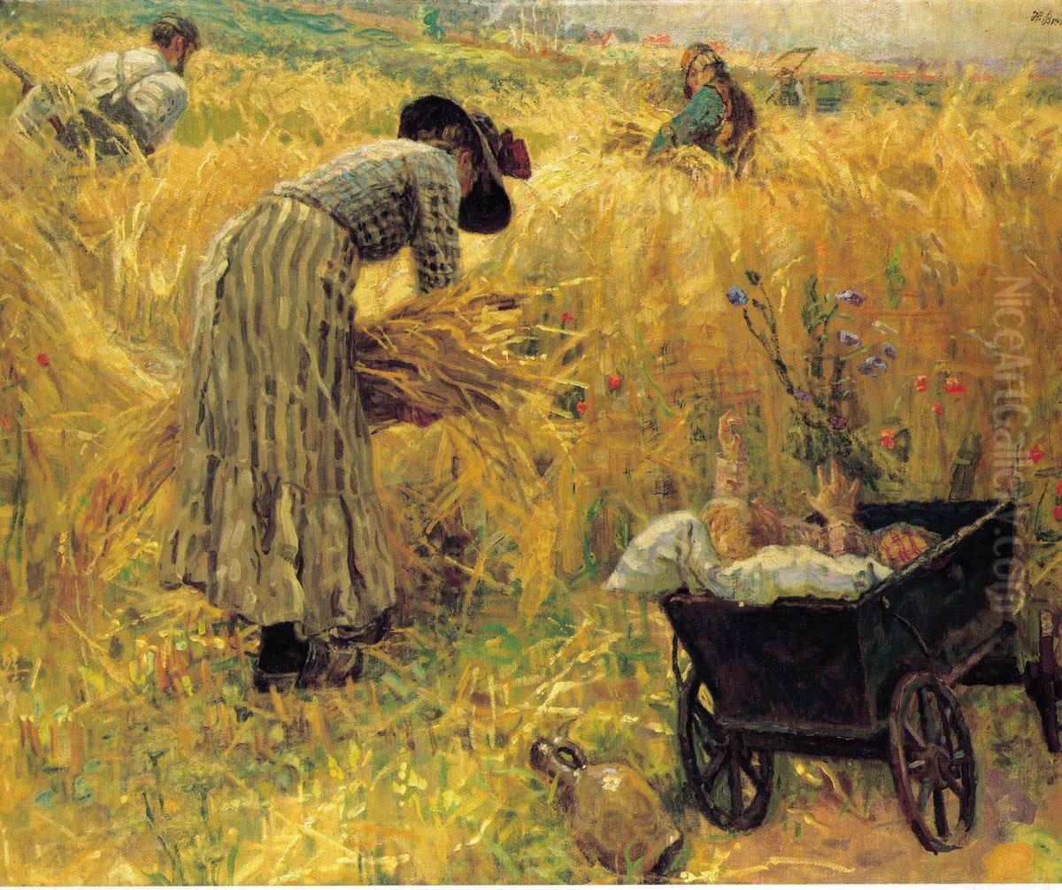 Kornernte Oil Painting by Heinrich Breling