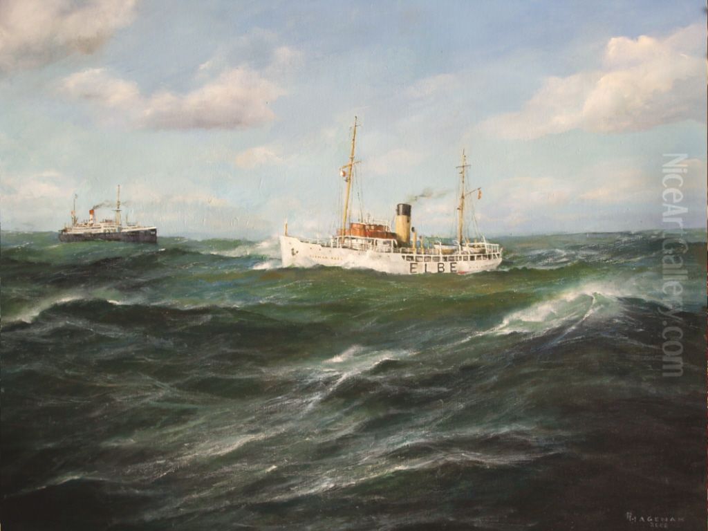 Dietmar Kohl  Lotsen-Versetzdampfer Oil Painting by Peter Hagenah