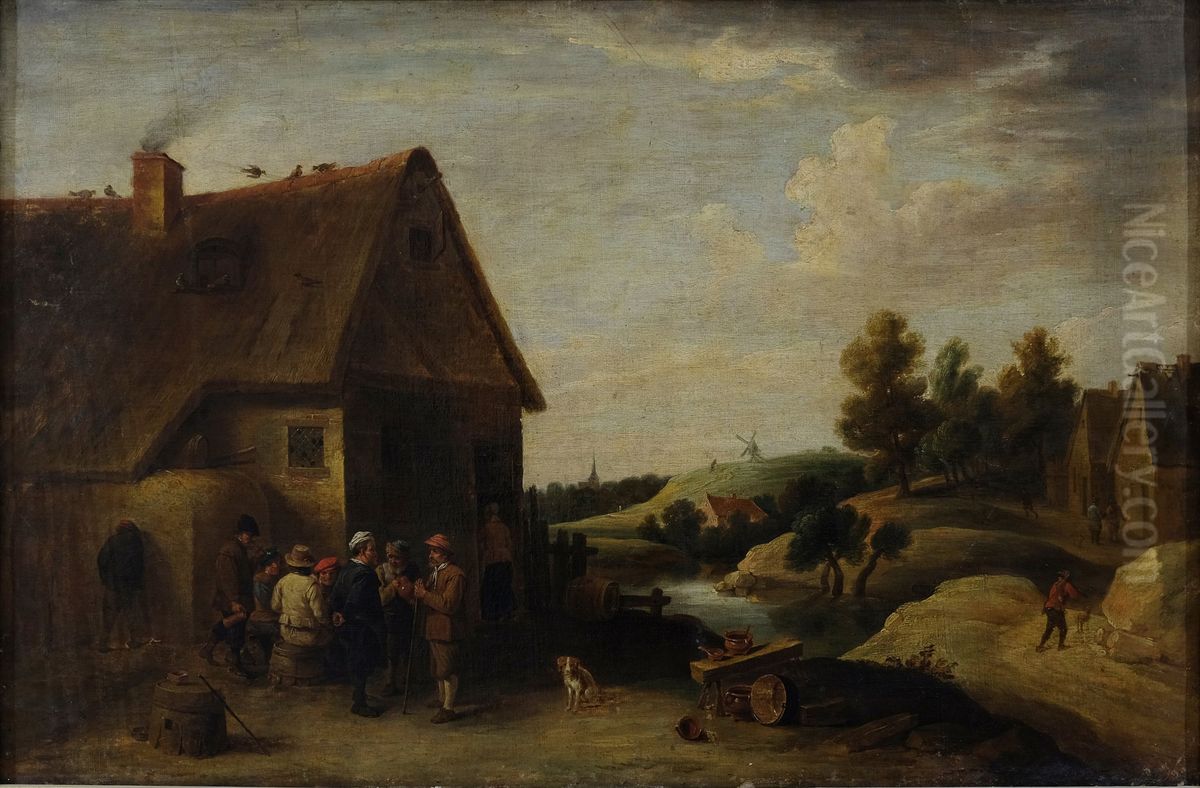 Scene from rural life Oil Painting by Christian Wilhelm Ernst Dietrich