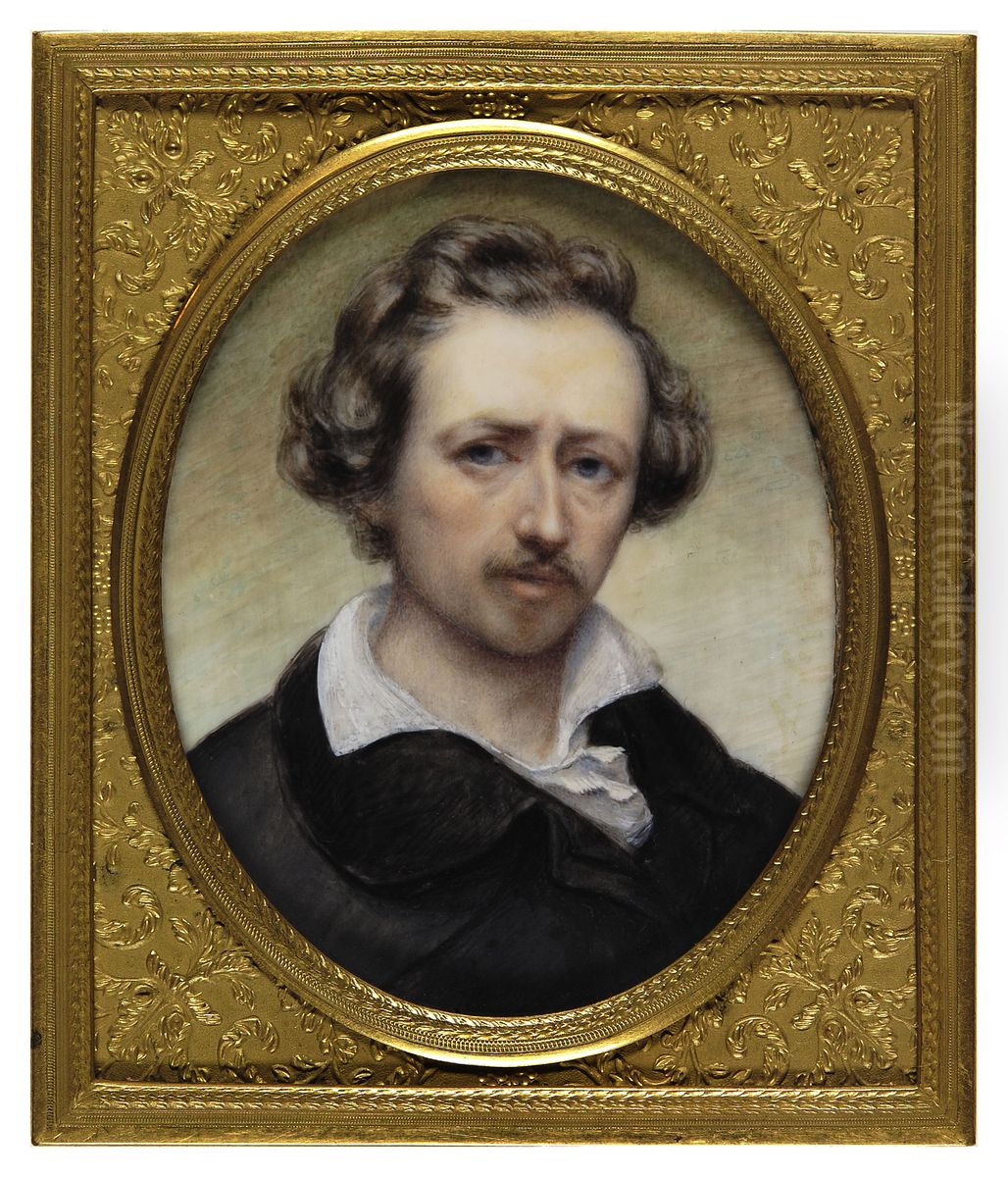 Zelfportret met Schillerkraag Oil Painting by Ary Scheffer