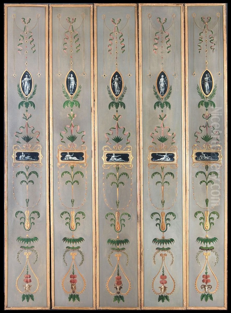 Panelen en een klein paneel uit een kamerbeschildering Oil Painting by Abraham van Strij