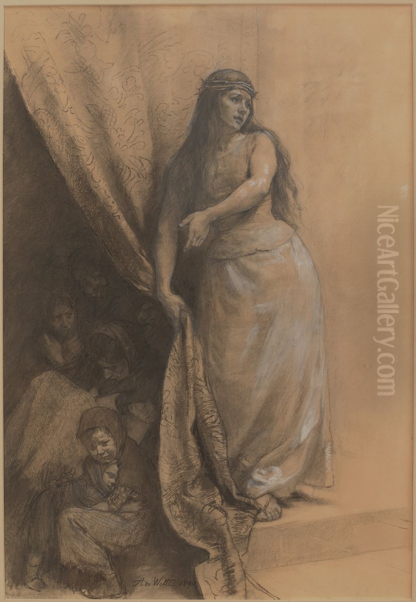 Le rideau Oil Painting by Adrien De Witte