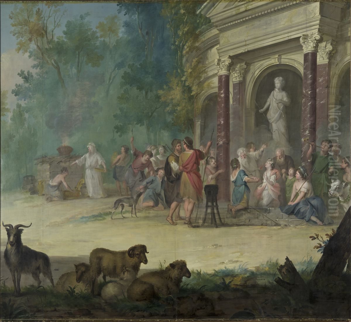 Behangsel met het huwelijk van Mirtillo en Amaryllis Oil Painting by Aert Schouman