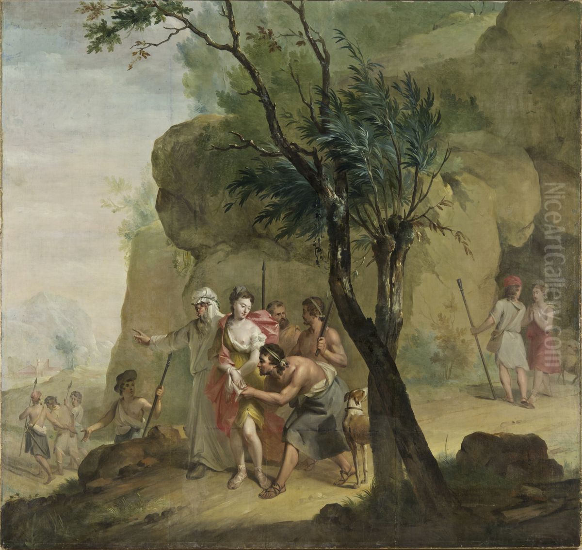 Behangsel met Amaryllis die gevangen wordt genomen Oil Painting by Aert Schouman