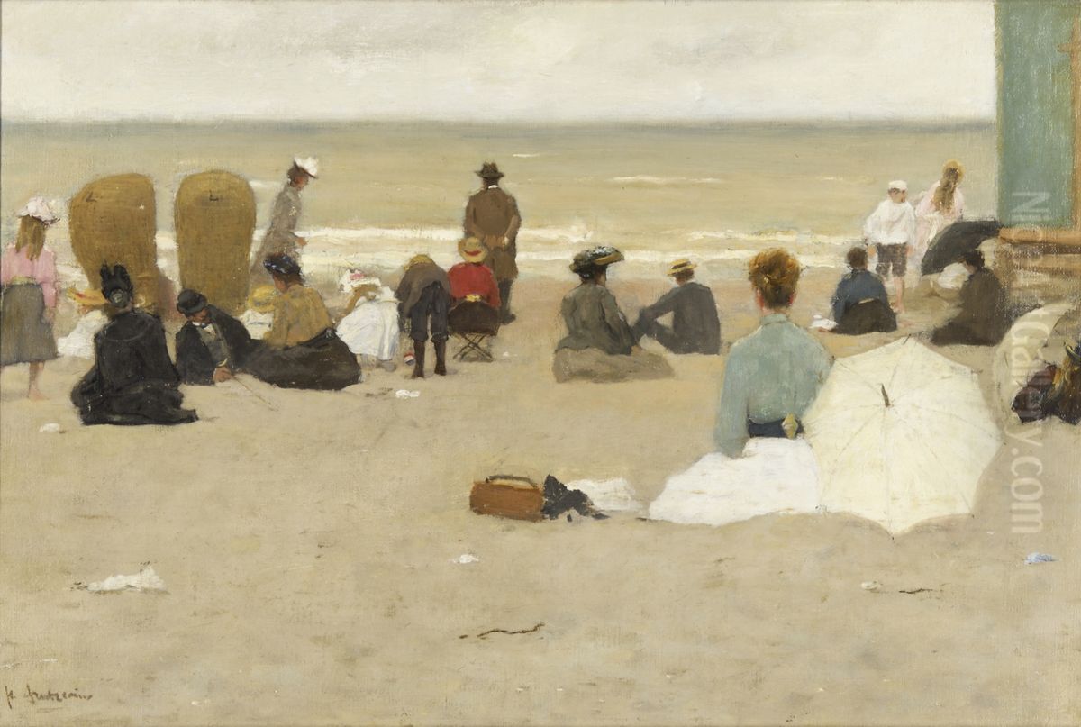 Het Scheveningse strand Oil Painting by Floris Arntzenius