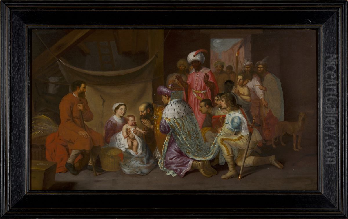 De aanbidding van Jezus door de drie wijzen Oil Painting by Dirk Van Hoogstraten