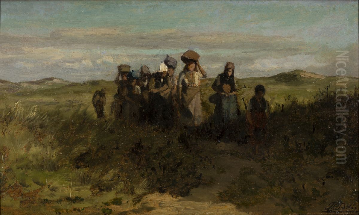 Vissersvrouwen in de duinen Oil Painting by Philip Sadee