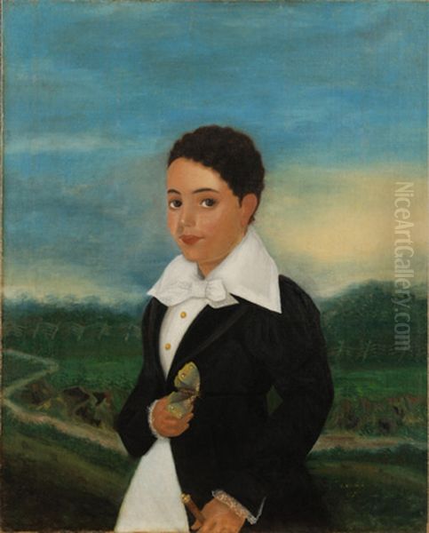 Creole Boy with a Moth Oil Painting by Julien Hudson