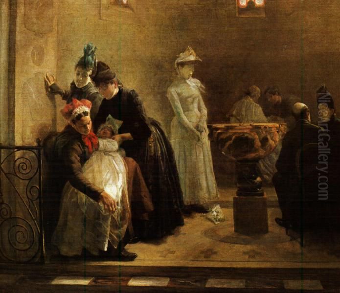 El bautizo Oil Painting by Cristobal Rojas